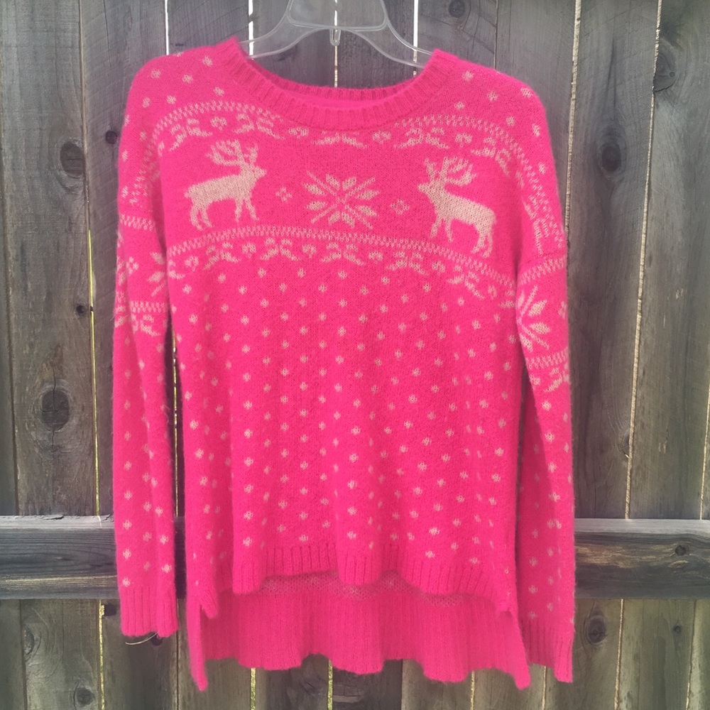 Pink and White Fuzzy Sweater